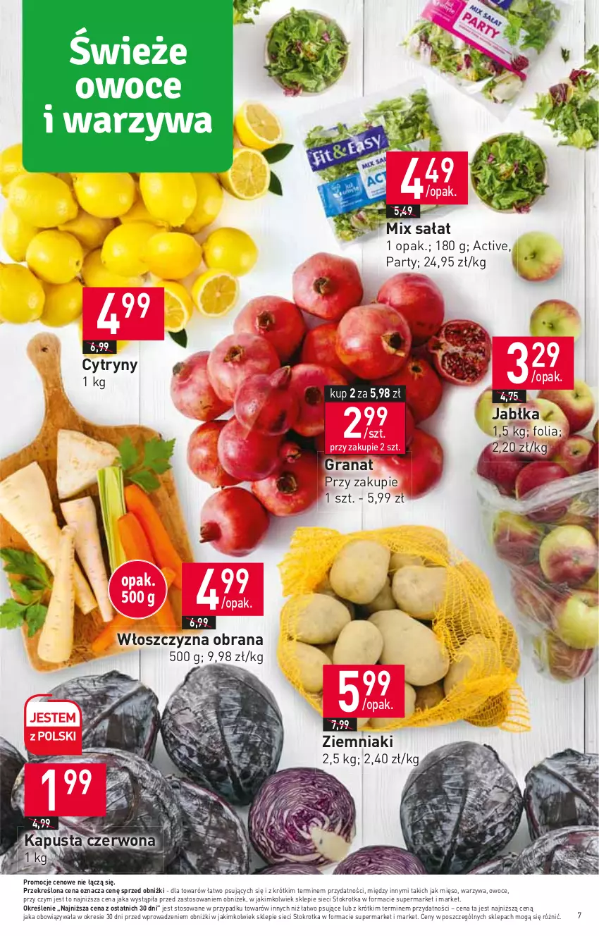 Gazetka promocyjna Stokrotka - Supermarket - ważna 11.01 do 17.01.2024 - strona 7 - produkty: Cytryny, Gra, Granat, Jabłka, Mięso, Owoce, Sałat, Warzywa, Ziemniaki