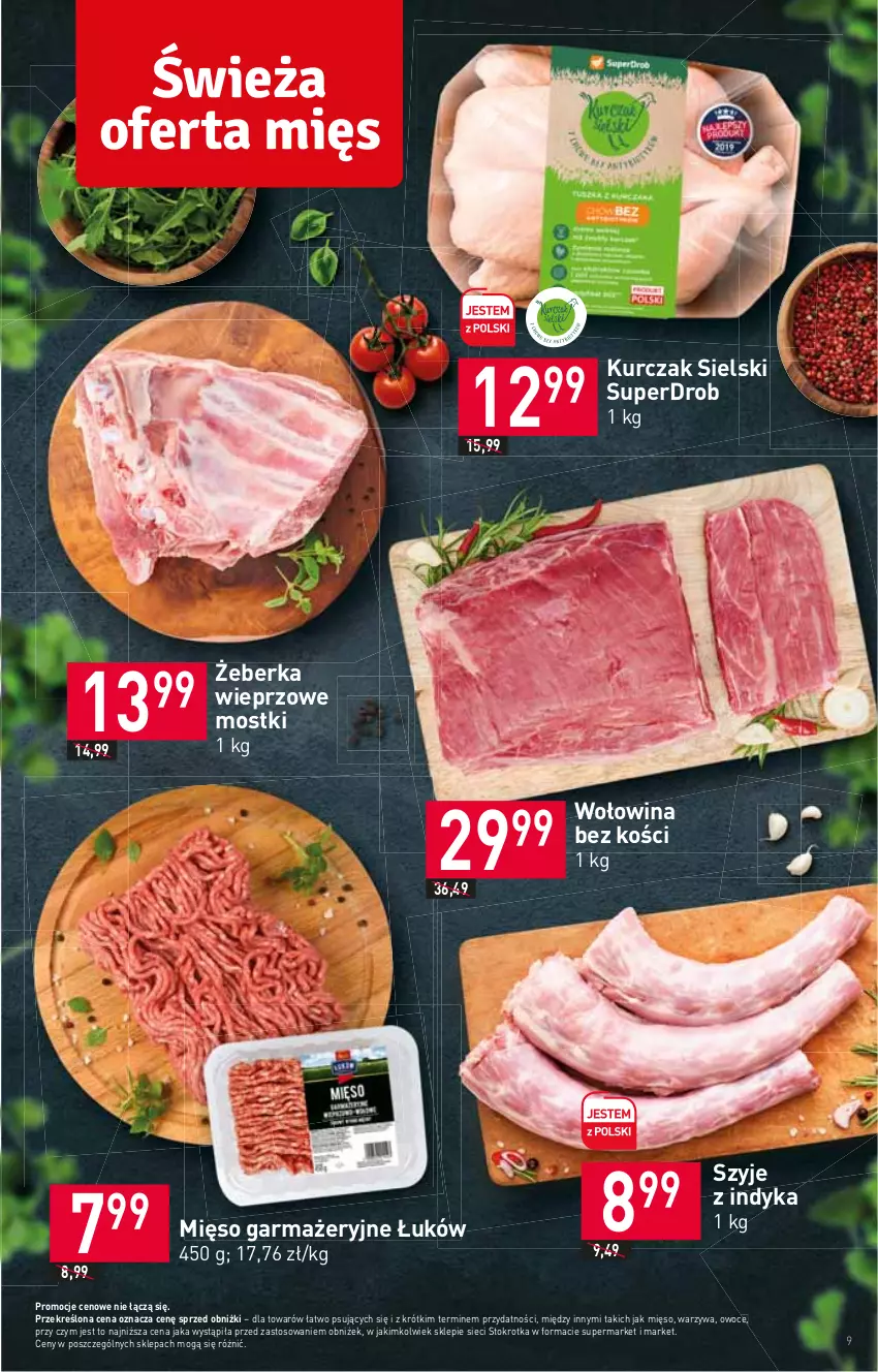 Gazetka promocyjna Stokrotka - Supermarket - ważna 11.01 do 17.01.2024 - strona 9 - produkty: Kurczak, Mięso, Mięso garmażeryjne, Owoce, Warzywa, Wołowina, Wołowina bez kości