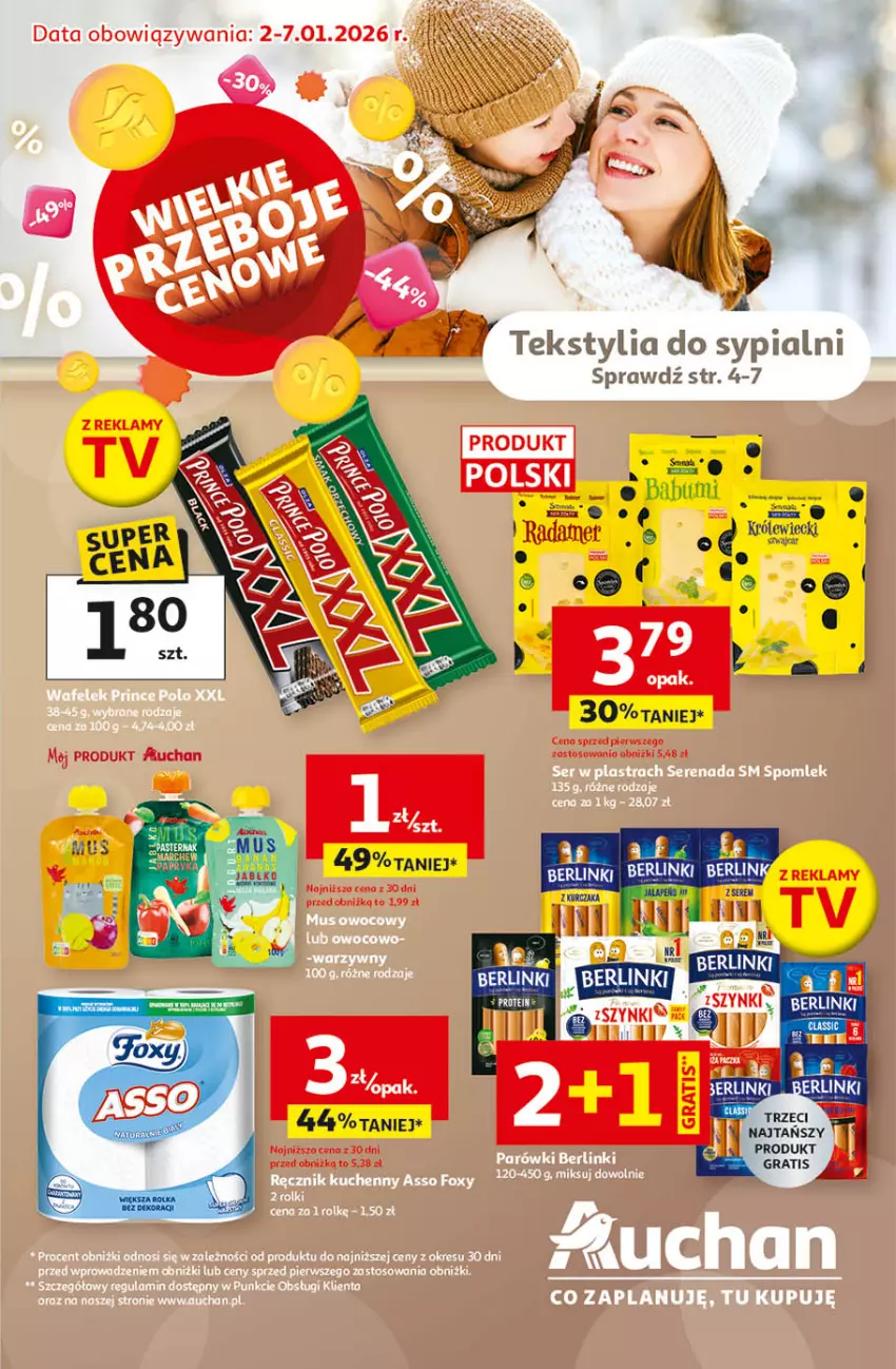 Gazetka promocyjna Auchan - Gazetka Wielkie Przeboje Cenowe Hipermarket Auchan - ważna 02.01 do 07.01.2026 - strona 1 - produkty: Berlinki, Gra