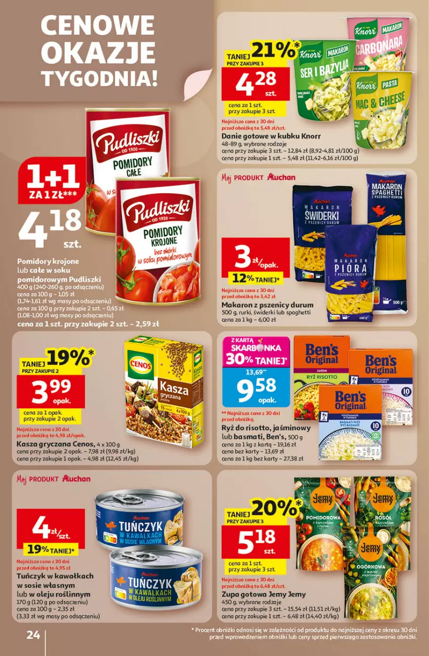 Gazetka promocyjna Auchan - Gazetka Wielkie Przeboje Cenowe Hipermarket Auchan - ważna 02.01 do 07.01.2026 - strona 24 - produkty: Cenos, Danie gotowe, Gry, Kasza, Kasza gryczana, Kawa, Knorr, Makaron, Olej, Rum, Rurki, Ryż, Ryż do risotto, Sos, Spaghetti, Tuńczyk, Zupa