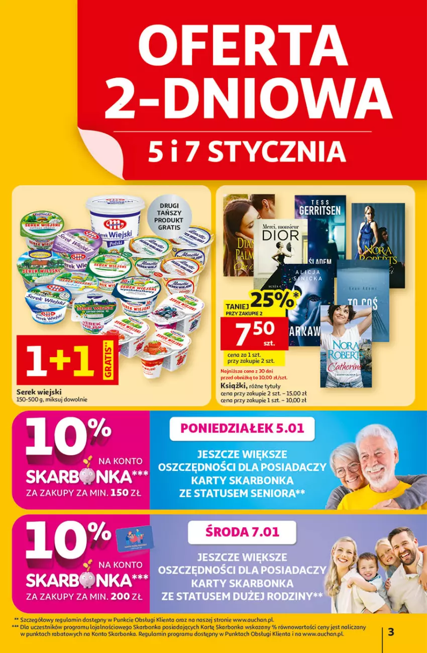 Gazetka promocyjna Auchan - Gazetka Wielkie Przeboje Cenowe Hipermarket Auchan - ważna 02.01 do 07.01.2026 - strona 3 - produkty: Dior, Gra, Merci, Ser, Serek, Serek wiejski