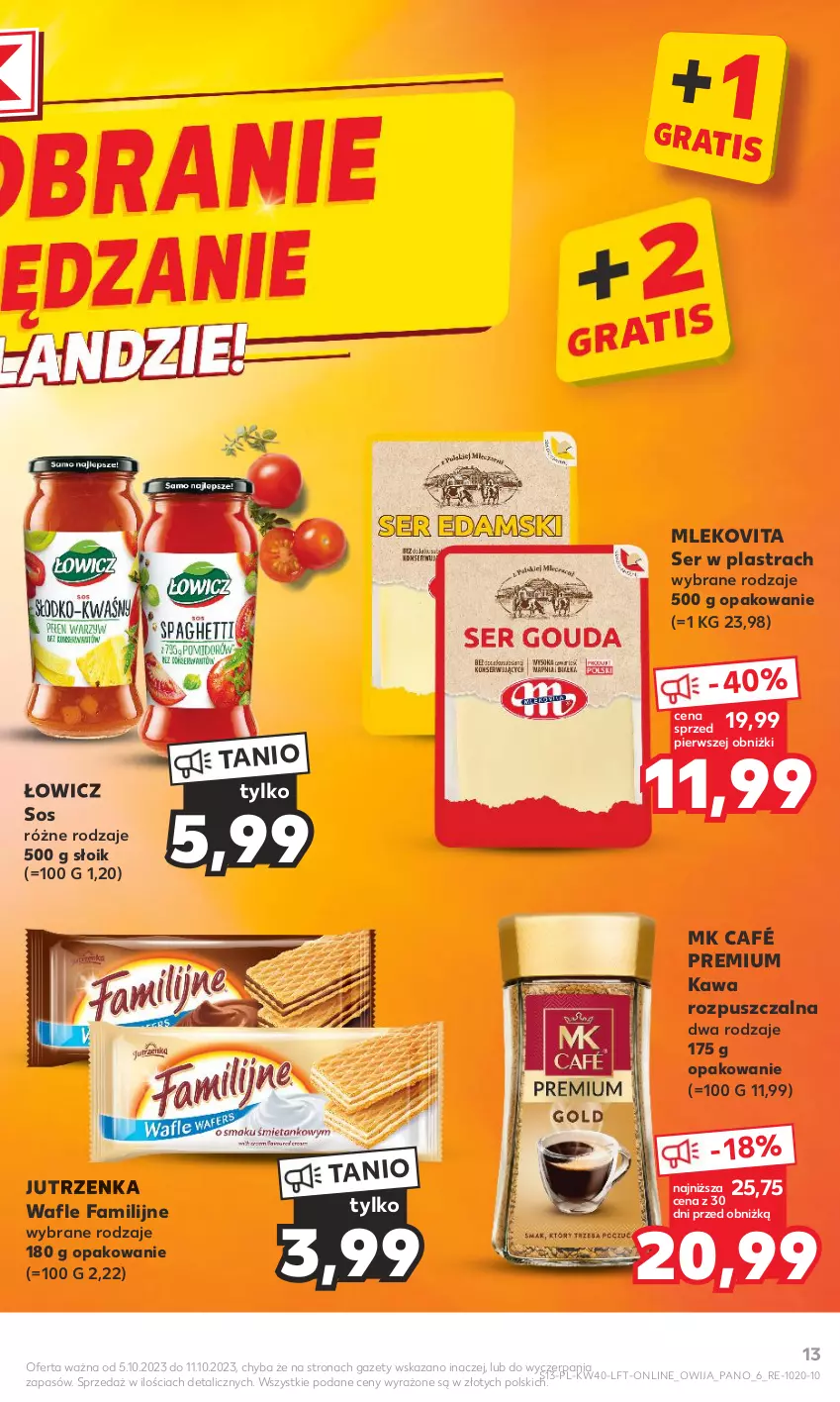 Gazetka promocyjna Kaufland - Gazetka tygodnia - ważna 05.10 do 11.10.2023 - strona 13 - produkty: Fa, Jutrzenka, Kawa, Kawa rozpuszczalna, Mleko, Mlekovita, Ser, Sos, Wafle