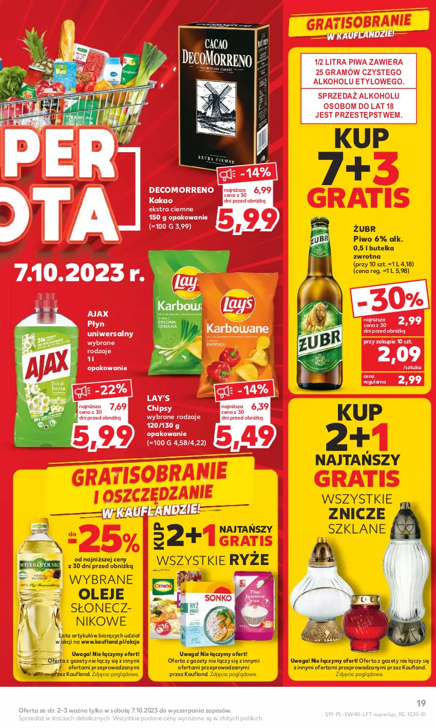 Gazetka promocyjna Kaufland - Gazetka tygodnia - ważna 05.10 do 11.10.2023 - strona 19 - produkty: Ajax, Chipsy, Gra, Kakao, Olej, Piwa, Piwo, Ryż, Waga, Znicz