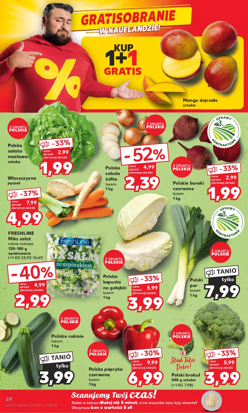 Gazetka promocyjna Kaufland - Gazetka tygodnia - ważna 05.10 do 11.10.2023 - strona 24 - produkty: Buraki, Cebula, Gra, Grunt, Mango, Masło, Olej, Papryka, Papryka czerwona, Por, Sałat, Sałata masłowa