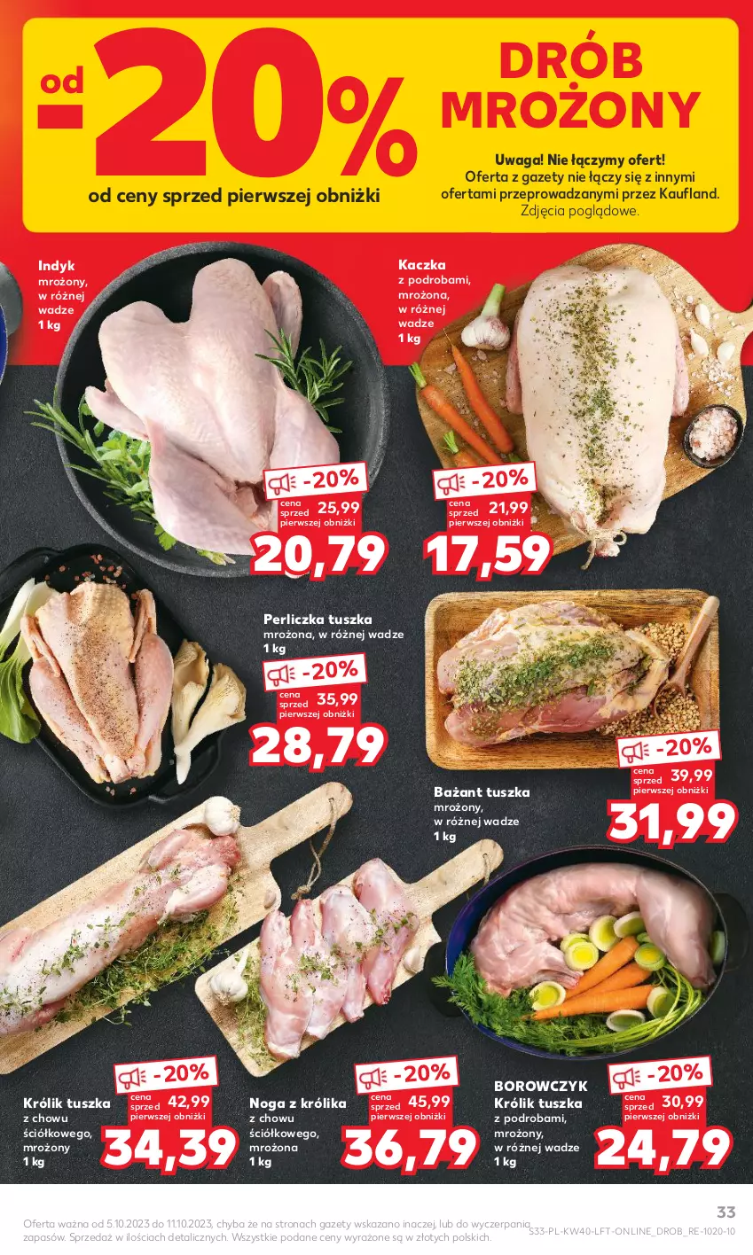 Gazetka promocyjna Kaufland - Gazetka tygodnia - ważna 05.10 do 11.10.2023 - strona 33 - produkty: Drób, Kaczka, Królik, Perliczka, Tusz, Waga