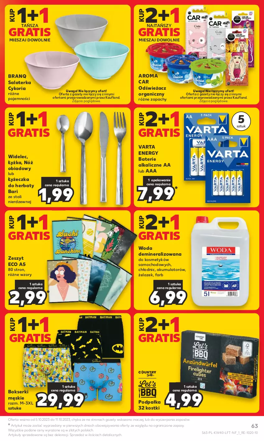 Gazetka promocyjna Kaufland - Gazetka tygodnia - ważna 05.10 do 11.10.2023 - strona 63 - produkty: Akumulator, Baterie alkaliczne, Bokserki, Fa, Gra, Salaterka, Ser, Varta, Waga, Widelec, Woda