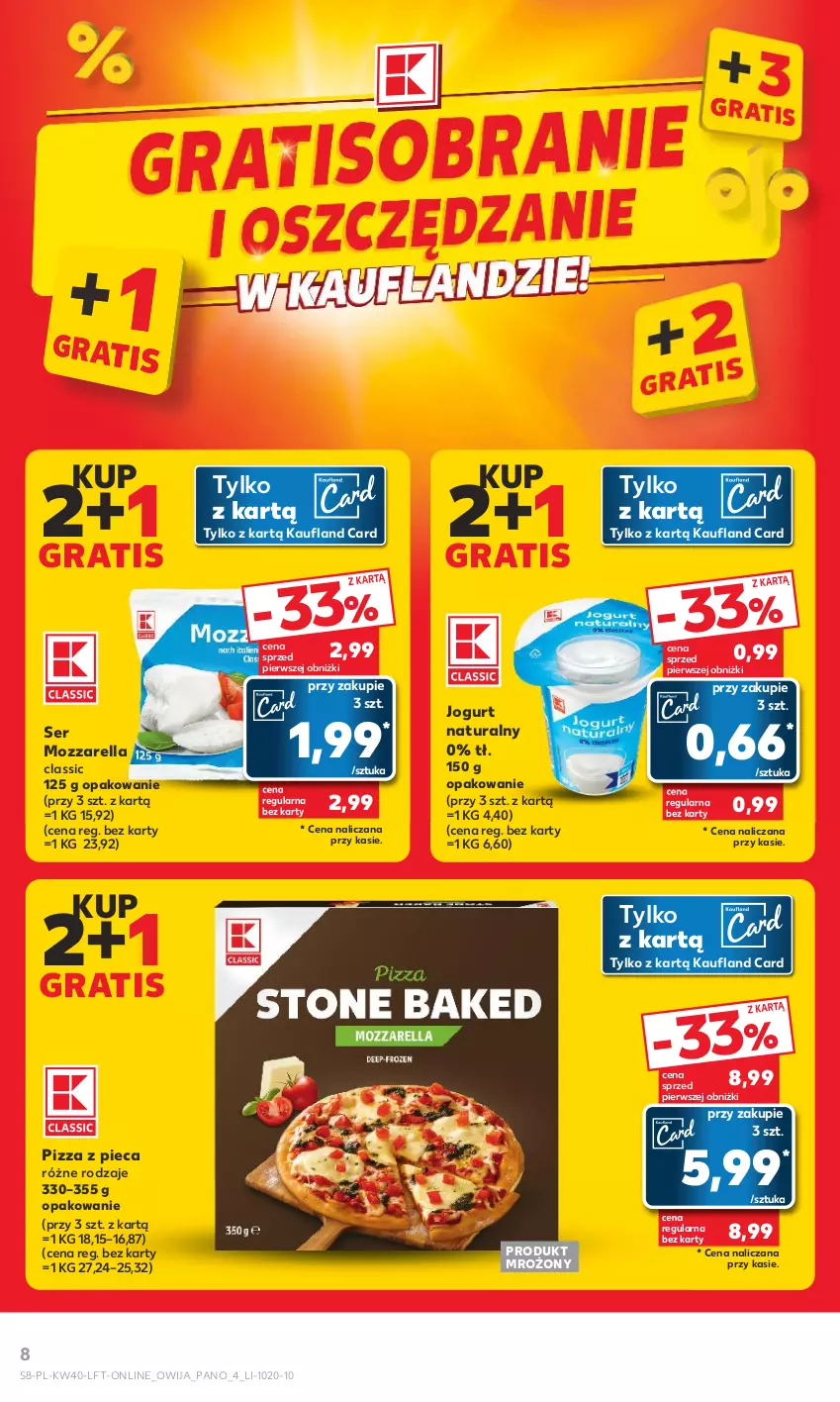 Gazetka promocyjna Kaufland - Gazetka tygodnia - ważna 05.10 do 11.10.2023 - strona 8 - produkty: Gra, Jogurt, Jogurt naturalny, Mozzarella, Piec, Pizza, Ser