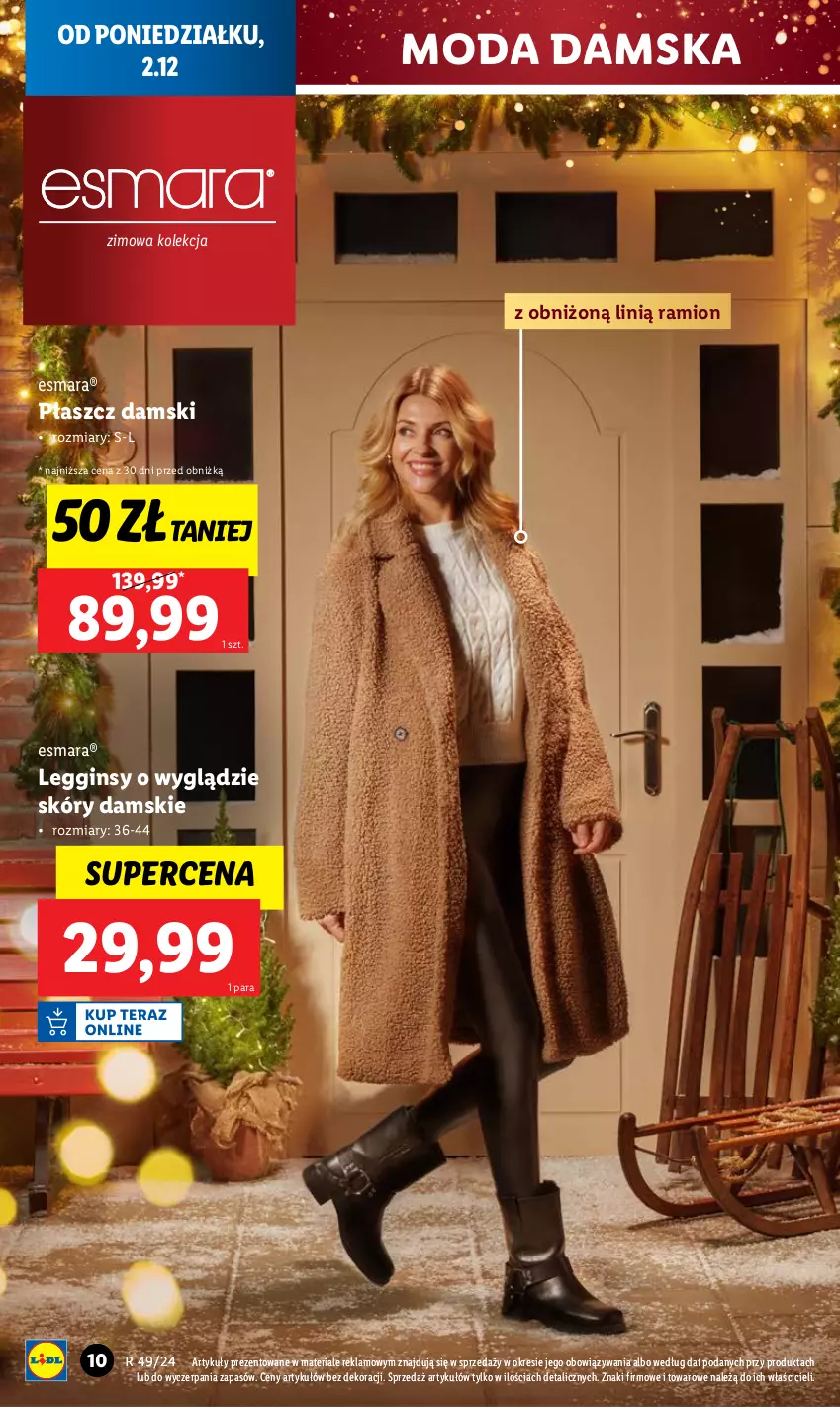 Gazetka promocyjna Lidl - GAZETKA - ważna 02.12 do 07.12.2024 - strona 10 - produkty: Gin, Legginsy, Moda, Płaszcz