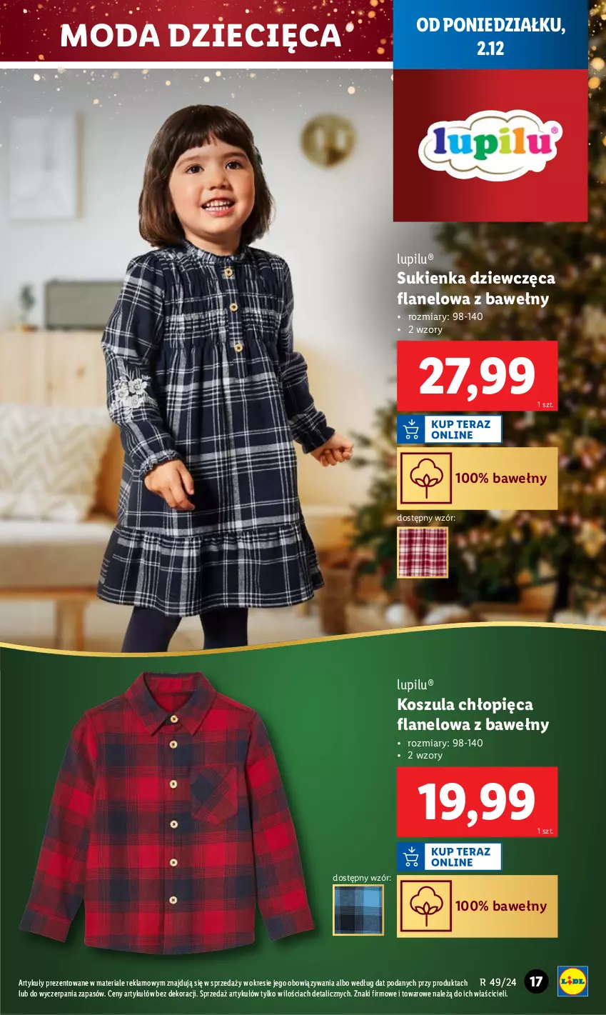 Gazetka promocyjna Lidl - GAZETKA - ważna 02.12 do 07.12.2024 - strona 17 - produkty: Dzieci, Kosz, Koszula, Moda, Sukienka