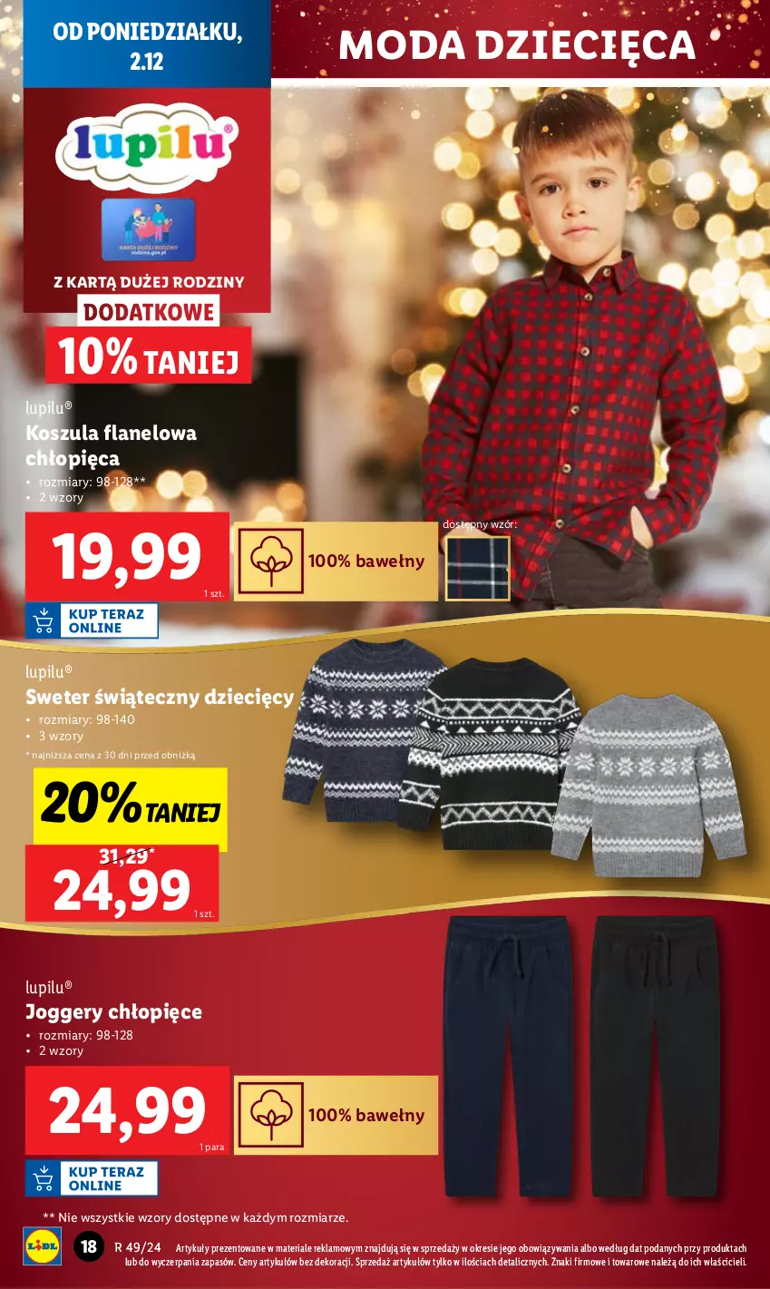 Gazetka promocyjna Lidl - GAZETKA - ważna 02.12 do 07.12.2024 - strona 18 - produkty: Dzieci, Kosz, Koszula, Moda, Sweter