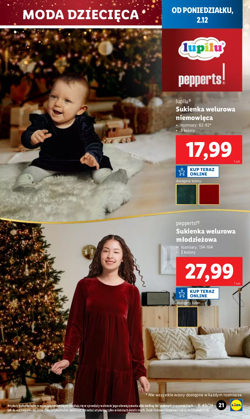 Gazetka promocyjna Lidl - GAZETKA - ważna 02.12 do 07.12.2024 - strona 21 - produkty: Dzieci, Moda, Sukienka