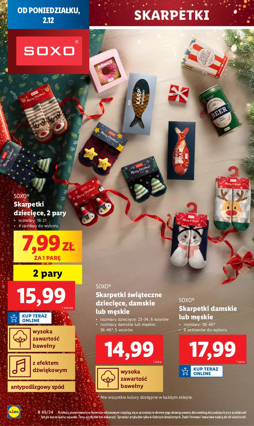 Gazetka promocyjna Lidl - GAZETKA - ważna 02.12 do 07.12.2024 - strona 38 - produkty: Dzieci, Karp, Skarpetki, Sok