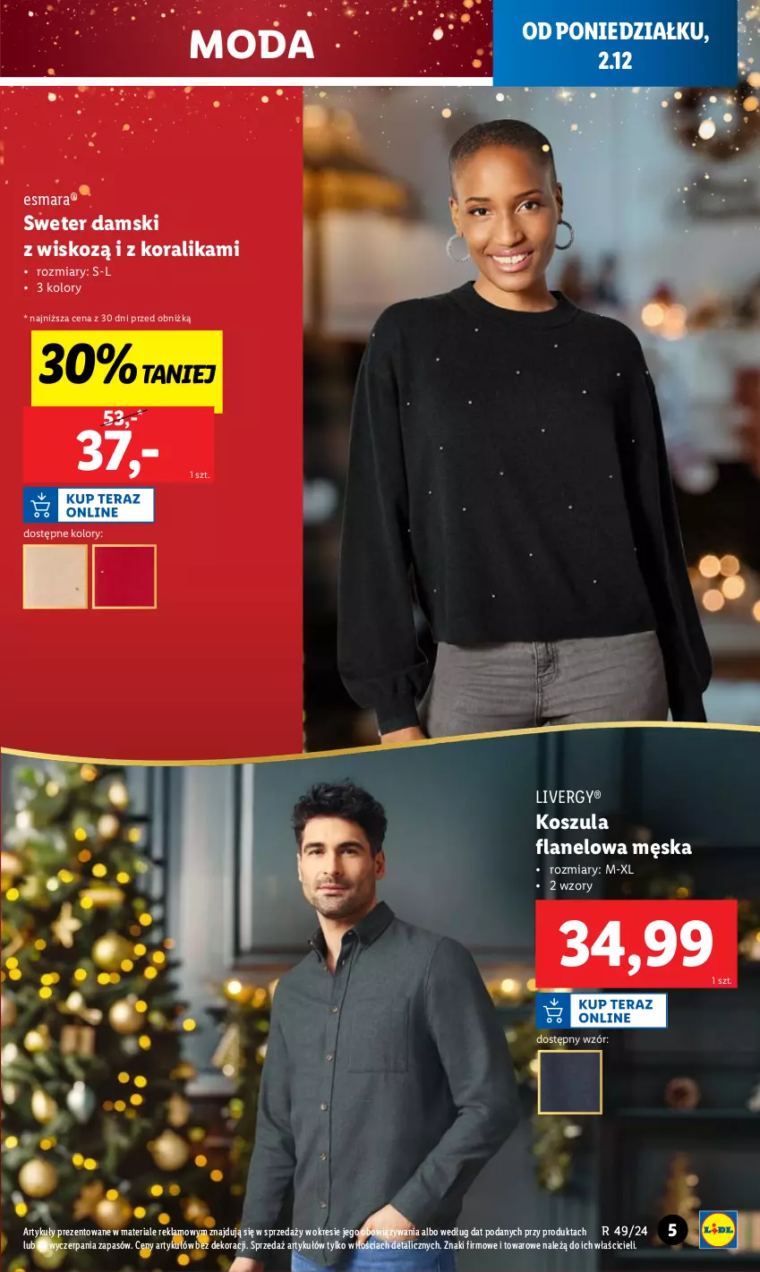 Gazetka promocyjna Lidl - GAZETKA - ważna 02.12 do 07.12.2024 - strona 5 - produkty: Kosz, Koszula, Moda, Sweter