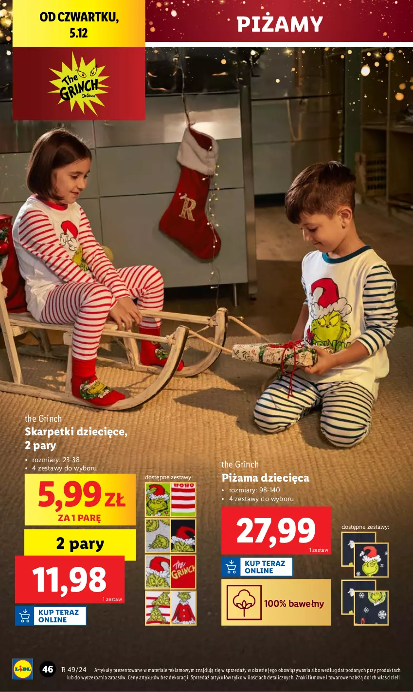 Gazetka promocyjna Lidl - GAZETKA - ważna 02.12 do 07.12.2024 - strona 50 - produkty: Dzieci, Karp, Piżama, Skarpetki