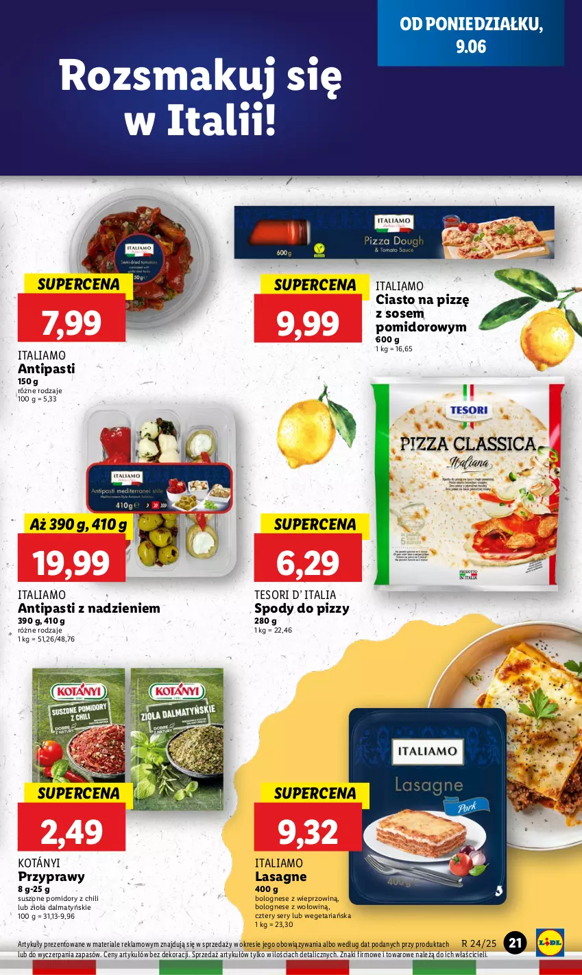 Gazetka promocyjna Lidl - GAZETKA - ważna 09.06 do 11.06.2025 - strona 23 - produkty: Kotányi, Lasagne, Pomidory, Przyprawy, Ser, Sos, Suszone pomidory