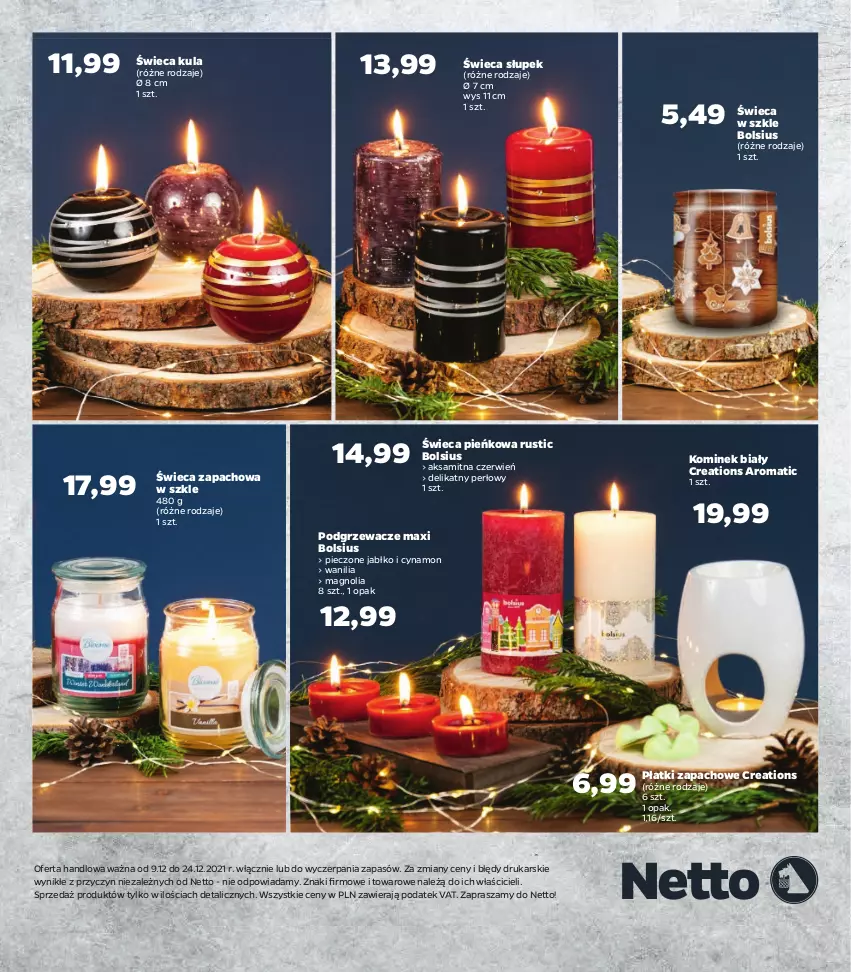 Gazetka promocyjna Netto - Katalog znanych marek - ważna 09.12 do 24.12.2021 - strona 24 - produkty: Aksam, Bols, Bolsius, Kominek, Piec, Podgrzewacze, Rust, Słupek