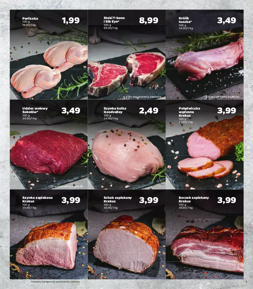 Gazetka promocyjna Netto - Katalog znanych marek - ważna 09.12 do 24.12.2021 - strona 7 - produkty: Boczek, Gala, Gra, Kabanos, Kiełbasa, Kiełbasa krakowska, Kiełbasa krucha, Krakus, Królik, Madej Wróbel, Olewnik, Perliczka, Polędwica, Sok, Sokołów, Sos, Stek, Szynka, Tusz, Udziec wołowy