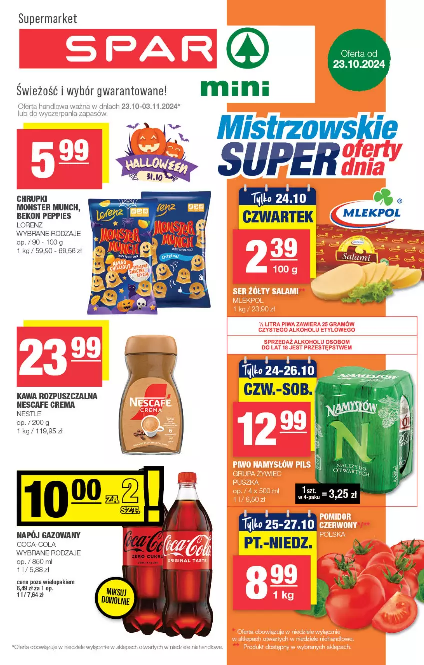 Gazetka promocyjna Spar - Spar-Mini - ważna 20.10 do 30.10.2024 - strona 1 - produkty: Coca-Cola, Kawa, Kawa rozpuszczalna, Lorenz, Napój, Napój gazowany