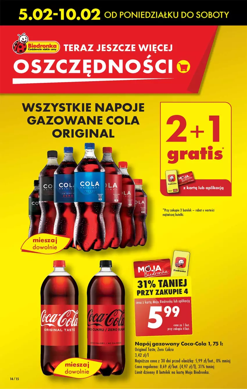 Gazetka promocyjna Biedronka - Od poniedzialku - ważna 05.02 do 10.02.2024 - strona 14 - produkty: Coca-Cola, Dron, Gin, Napój, Napój gazowany, Napoje, Tera