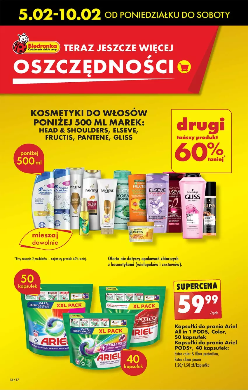 Gazetka promocyjna Biedronka - Od poniedzialku - ważna 05.02 do 10.02.2024 - strona 16 - produkty: Ariel, Elseve, Fructis, Kapsułki do prania, Pantene