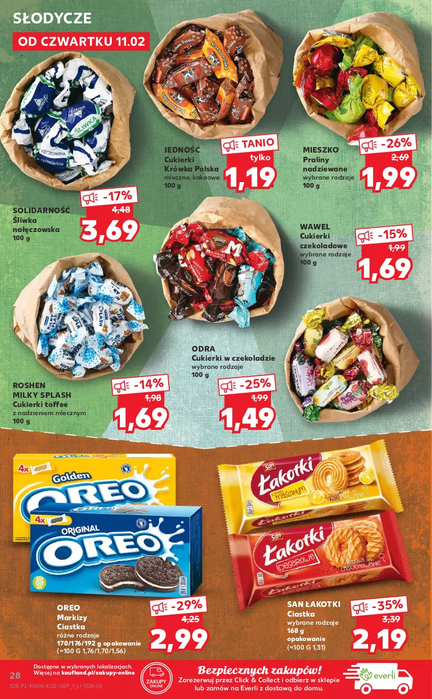 Gazetka promocyjna Kaufland - OFERTA TYGODNIA - ważna 11.02 do 17.02.2021 - strona 28 - produkty: Ciastka, Cukier, Cukierki, Cukierki czekoladowe, Kakao, Oreo, Piec, Praliny, Wawel