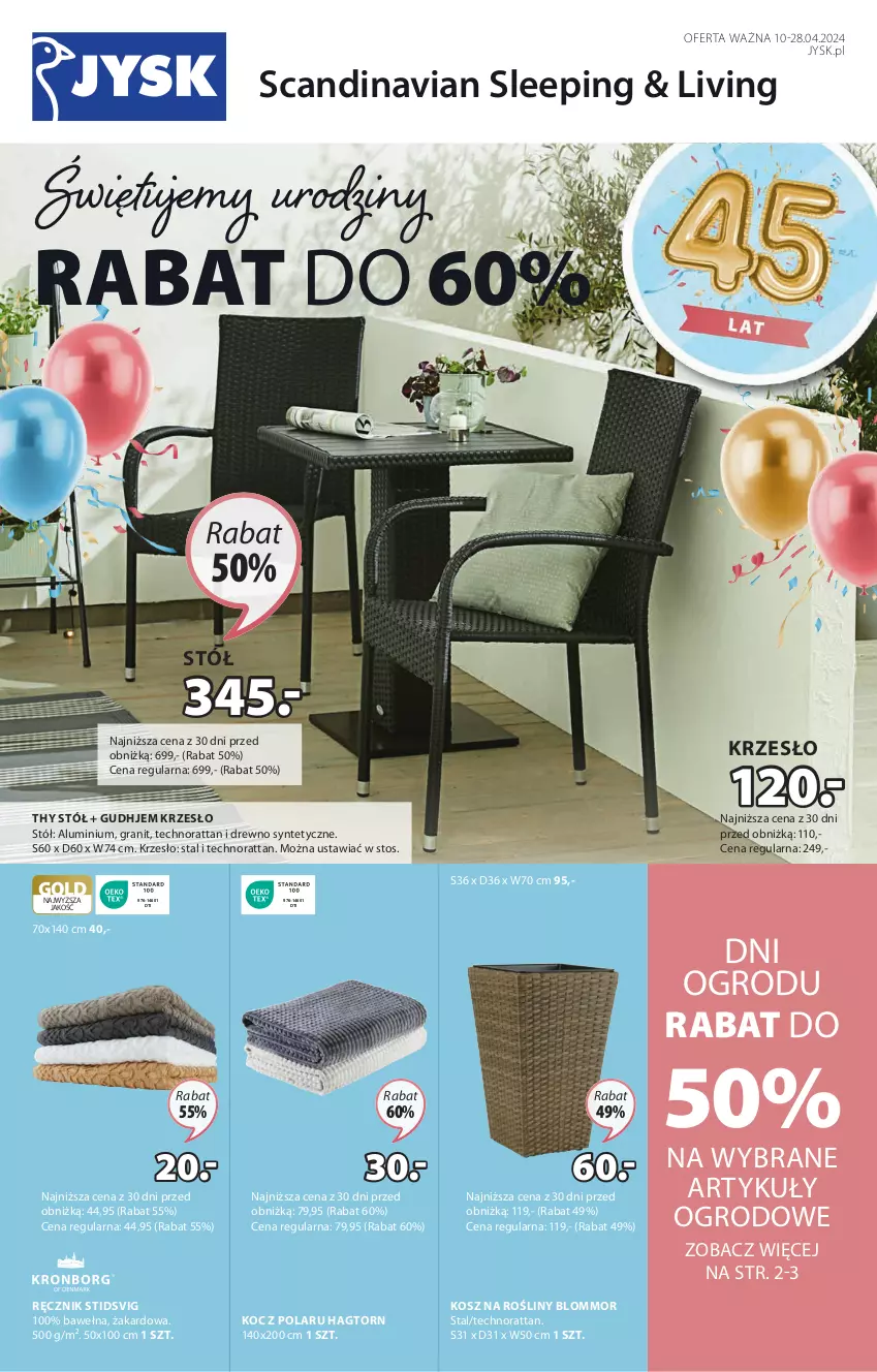 Gazetka promocyjna Jysk - Oferta tygodnia - ważna 10.04 do 28.04.2024 - strona 2 - produkty: Gra, Koc, Kosz, Krzesło, Ręcznik, Stół, Wełna