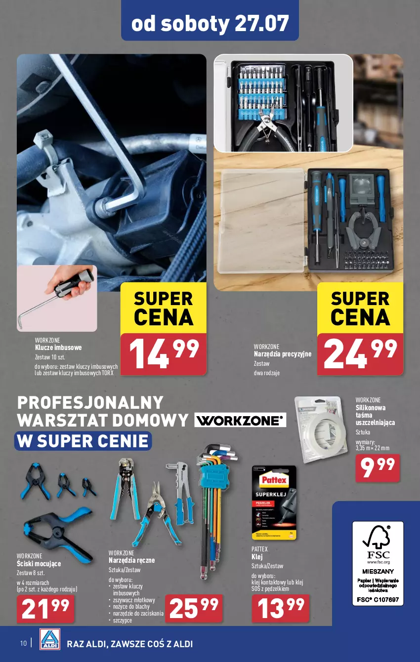 Gazetka promocyjna Aldi - Artykuły przemysłowe i tekstylia - ważna 22.07 do 27.07.2024 - strona 10 - produkty: Klej, Młot, Noż, Nożyce, Sos, Szczypce, Taśma uszczelniająca, Zestaw kluczy