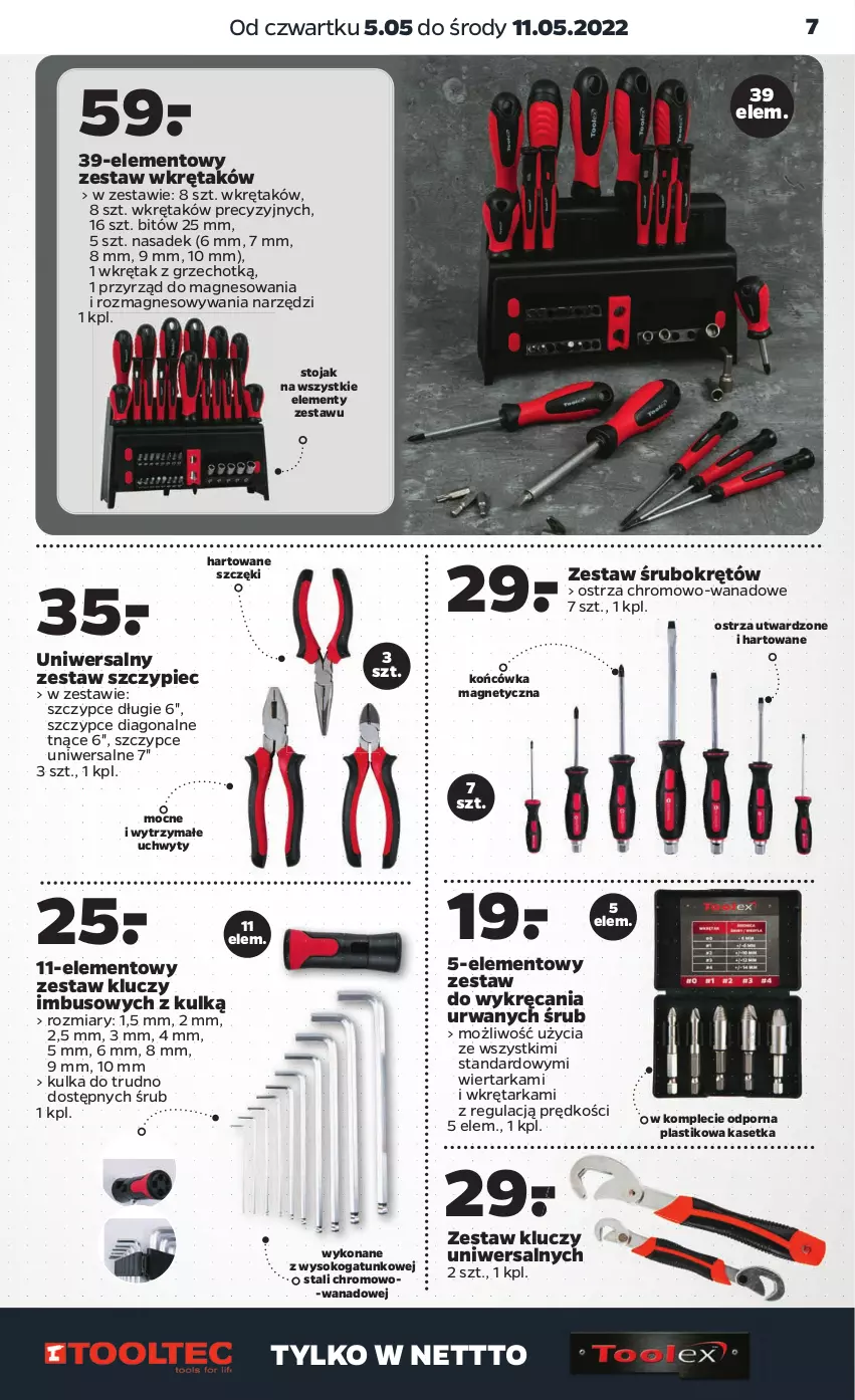 Gazetka promocyjna Netto - Gazetka non food 5.05-11.05 - ważna 05.05 do 11.05.2022 - strona 7 - produkty: Piec, Por, Sok, Stojak, Szczypce, Tarka, Uchwyty, Wiertarka, Wkręt, Wkrętarka, Zestaw kluczy, Zestaw wkrętaków