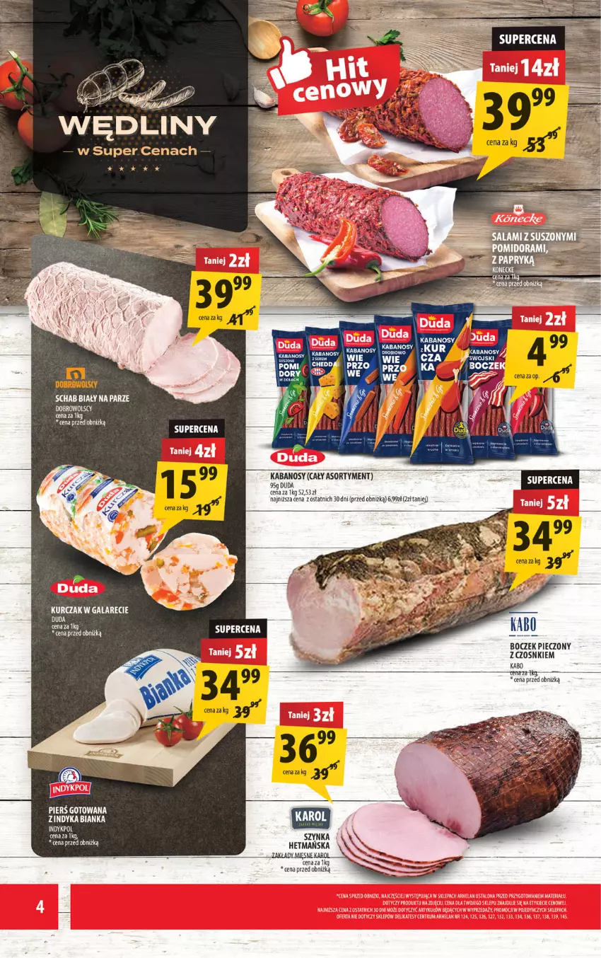 Gazetka promocyjna Arhelan - Gazetka - ważna 09.05 do 18.05.2025 - strona 4 - produkty: Boczek, Boczek pieczony, Gala, Kabanos, Piec, Szynka