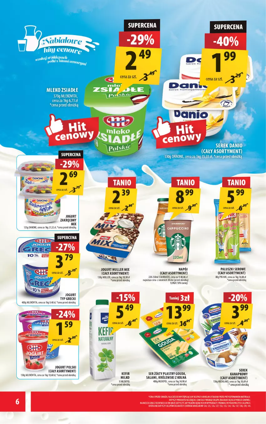 Gazetka promocyjna Arhelan - Gazetka - ważna 09.05 do 18.05.2025 - strona 6 - produkty: Danone, Gouda, Hochland, Jogurt, Kefir, Królewski, Mleko, Mlekovita, Napój, Rum, Salami, Ser, Serek