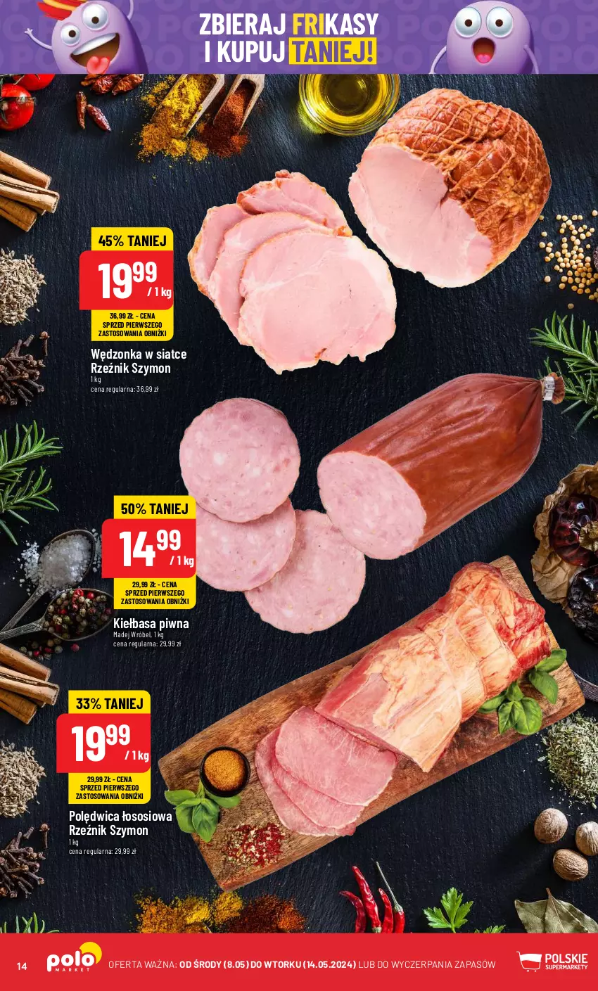 Gazetka promocyjna PoloMarket - Gazetka pomocyjna - ważna 08.05 do 14.05.2024 - strona 14 - produkty: Kiełbasa, Kiełbasa piwna, Madej Wróbel, Polędwica, Sos