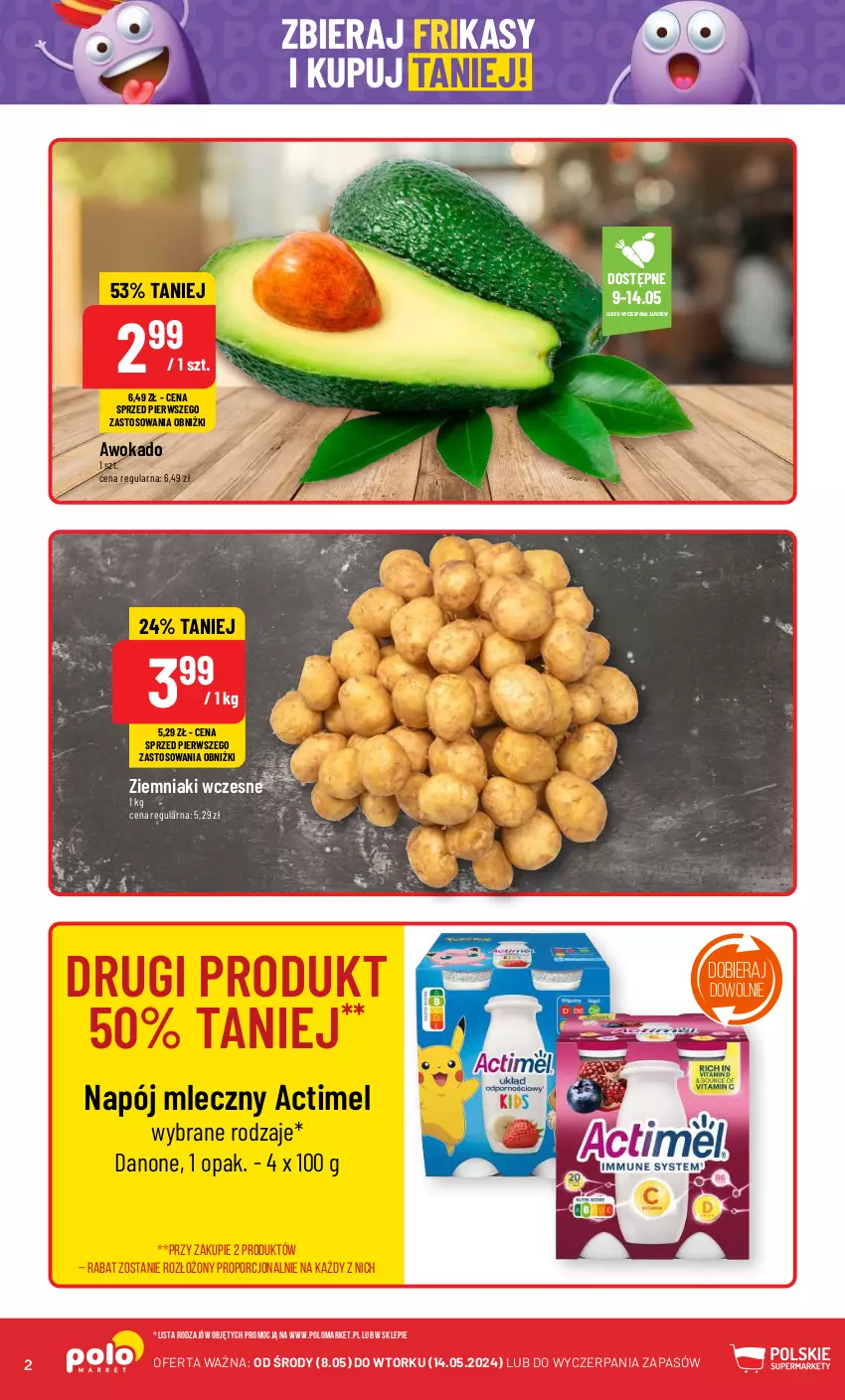 Gazetka promocyjna PoloMarket - Gazetka pomocyjna - ważna 08.05 do 14.05.2024 - strona 2 - produkty: Actimel, Danone, Napój, Napój mleczny, Por, Ziemniaki