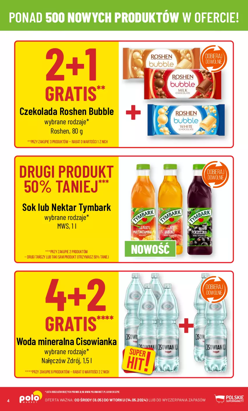 Gazetka promocyjna PoloMarket - Gazetka pomocyjna - ważna 08.05 do 14.05.2024 - strona 4 - produkty: Cisowianka, Czekolada, Gra, Nektar, Sok, Tymbark, Woda, Woda mineralna