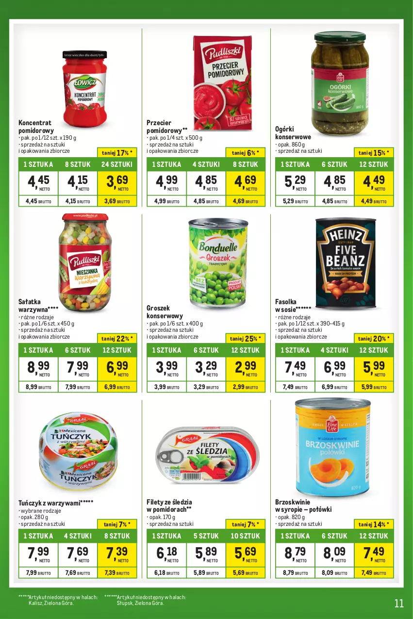 Gazetka promocyjna Makro - Kupujesz więcej płacisz mniej - oferta z alkoholem - ważna 01.10 do 31.10.2023 - strona 11 - produkty: Brzoskwinie, Fa, Groszek, Koncentrat pomidorowy, Ogórki konserwowe, Sałat, Sałatka, Sałatka warzywna, Ser, Sos, Syrop, Tuńczyk, Warzywa