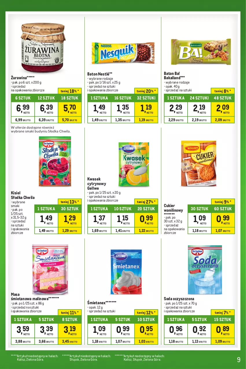 Gazetka promocyjna Makro - Kupujesz więcej płacisz mniej - oferta z alkoholem - ważna 01.10 do 31.10.2023 - strona 9 - produkty: Ba!, Bakalland, Baton, Cukier, Cukier wanilinowy, Kisiel, Nestlé, Słodka Chwila, Soda oczyszczona