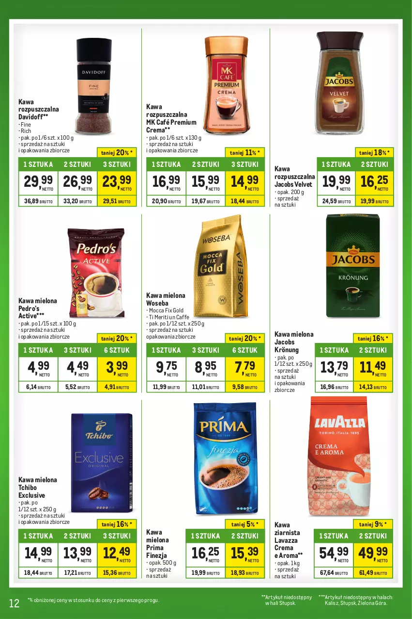 Gazetka promocyjna Makro - Kupujesz więcej płacisz mniej - ważna 28.11 do 24.12.2023 - strona 12 - produkty: Davidoff, Jacobs, Jacobs Krönung, Jacobs Velvet, Kawa, Kawa mielona, Kawa rozpuszczalna, Kawa ziarnista, Lavazza, Mocca Fix Gold, Prima, Tchibo, Velvet, Woseba