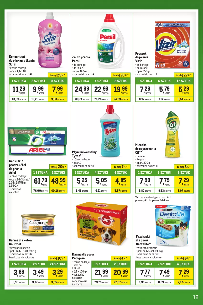 Gazetka promocyjna Makro - Kupujesz więcej płacisz mniej - ważna 28.11 do 24.12.2023 - strona 19 - produkty: Ariel, Cif, Friskies, Mleczko, Pedigree, Persil, Proszek do prania, Tytan, Vizir