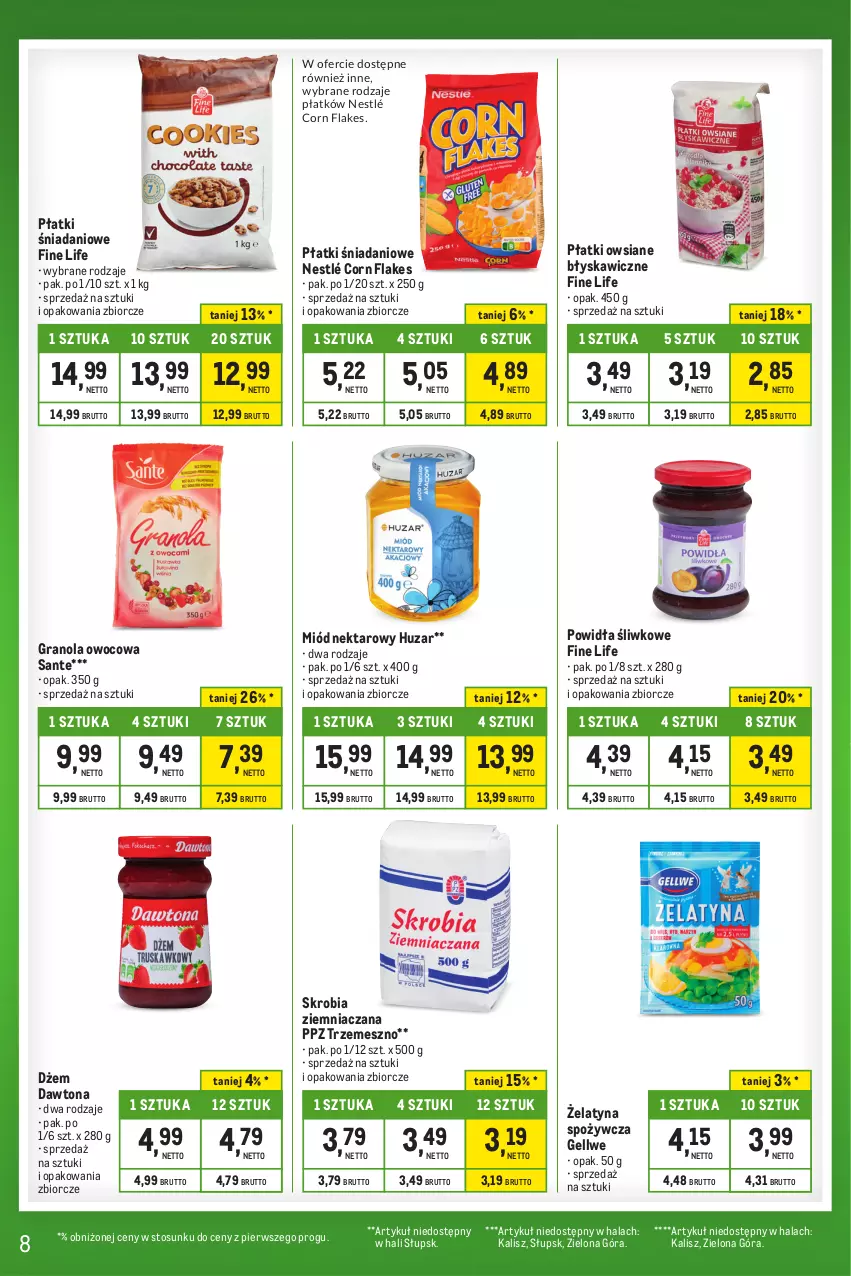 Gazetka promocyjna Makro - Kupujesz więcej płacisz mniej - ważna 28.11 do 24.12.2023 - strona 8 - produkty: Corn flakes, Danio, Dawtona, Dżem, Gra, Granola, Miód, Nektar, Nestlé, Płatki owsiane, Sante, Skrobia ziemniaczana