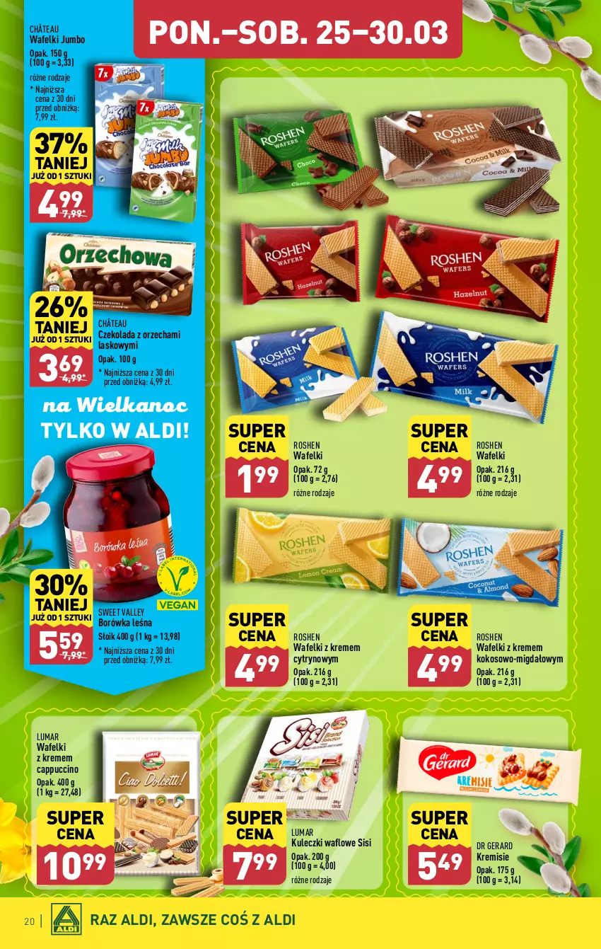 Gazetka promocyjna Aldi - Pełna oferta - ważna 25.03 do 30.03.2024 - strona 20 - produkty: Borówka, Cappuccino, Czekolada, Dr Gerard, Kokos