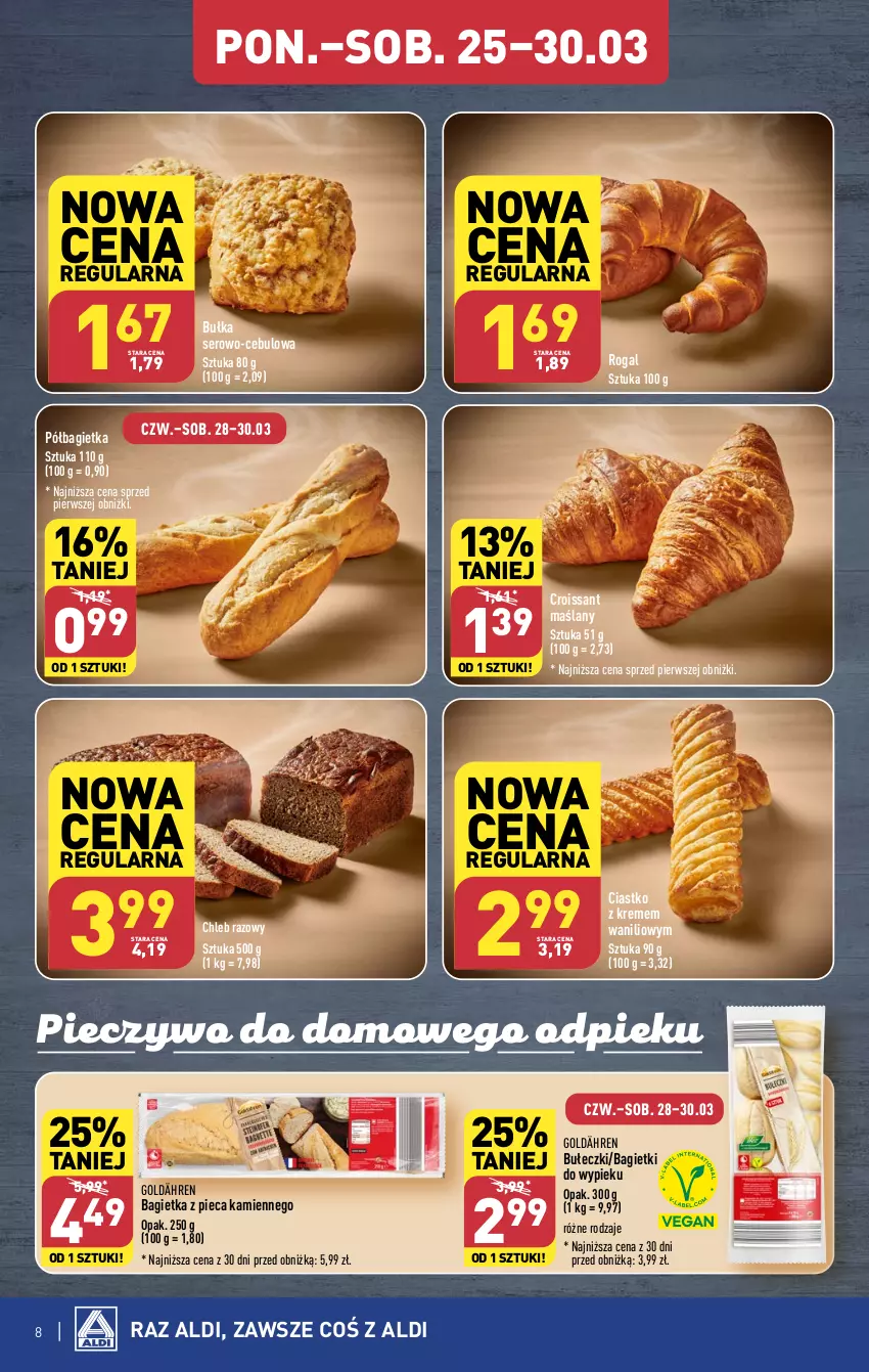 Gazetka promocyjna Aldi - Pełna oferta - ważna 25.03 do 30.03.2024 - strona 8 - produkty: Bagietka, Bułeczki, Bułka, Chleb, Croissant, Piec, Pieczywo, Półbagietka, Rogal, Ser