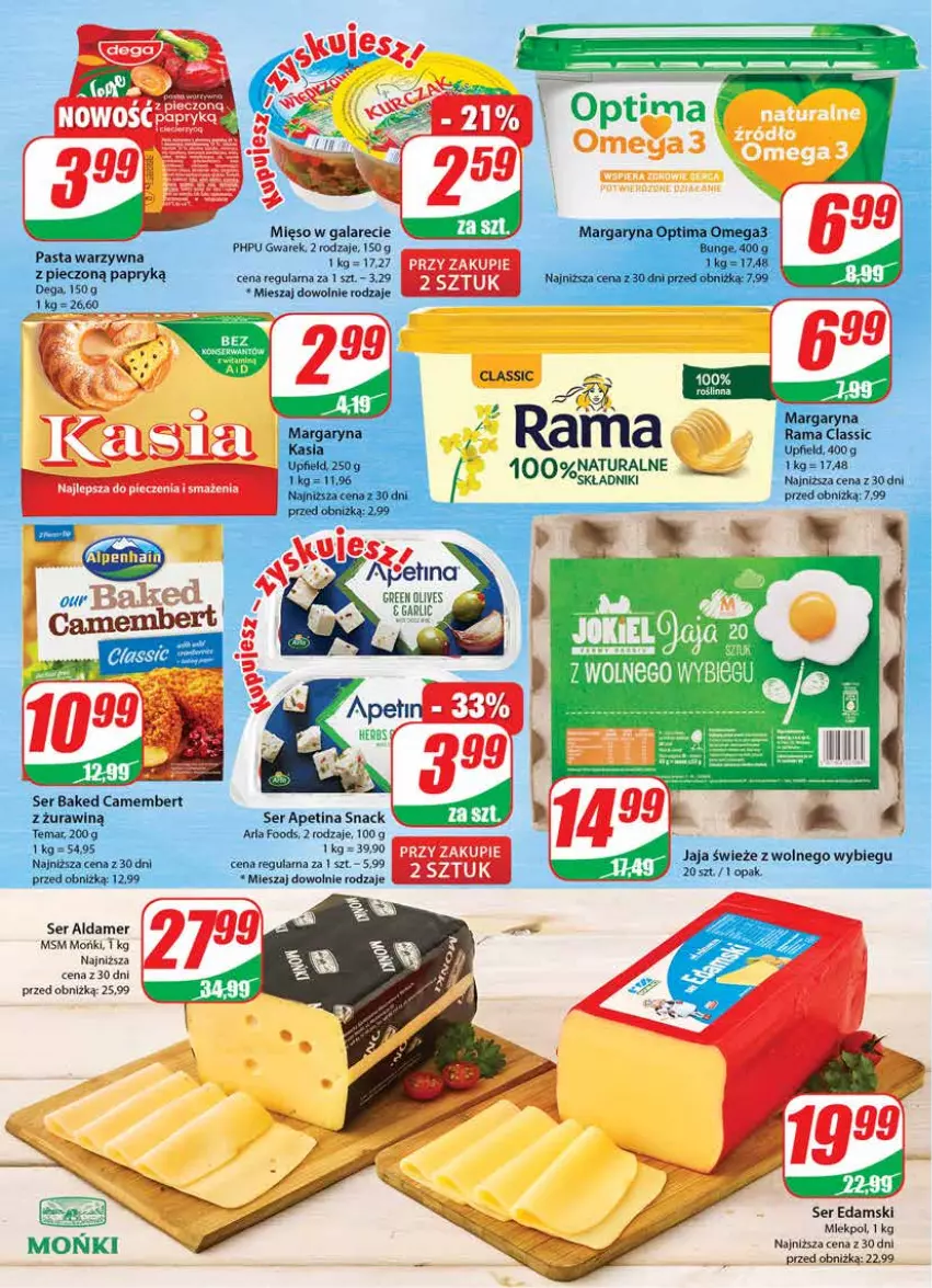 Gazetka promocyjna Dino - Gazetka 38 - ważna 20.09 do 26.09.2023 - strona 14 - produkty: Camembert, Dega, Edam, Gala, HP, Kasia, Margaryna, Mięso, Mięso w galarecie, Optima, Optima Omega3, Piec, Rama, Ser