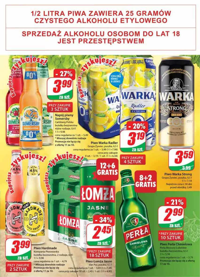 Gazetka promocyjna Dino - Gazetka 38 - ważna 20.09 do 26.09.2023 - strona 19 - produkty: Cars, Gin, Napój, Piwo, Pur, Radler, Somersby, Warka