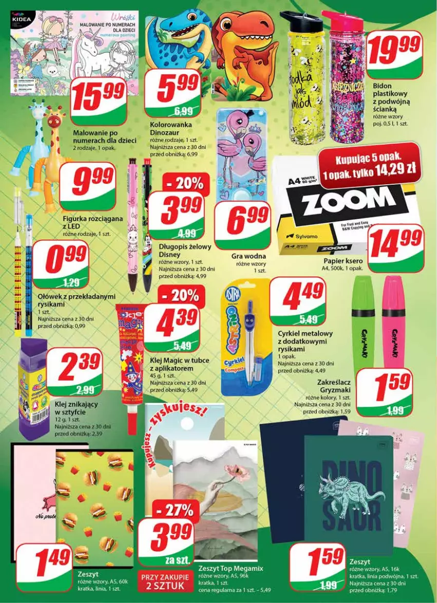 Gazetka promocyjna Dino - Gazetka 38 - ważna 20.09 do 26.09.2023 - strona 20 - produkty: Dinozaur, Disney, Długopis, Dzieci, Gra, Gry, Klej, Kolorowanka, Papier, Ser, Top