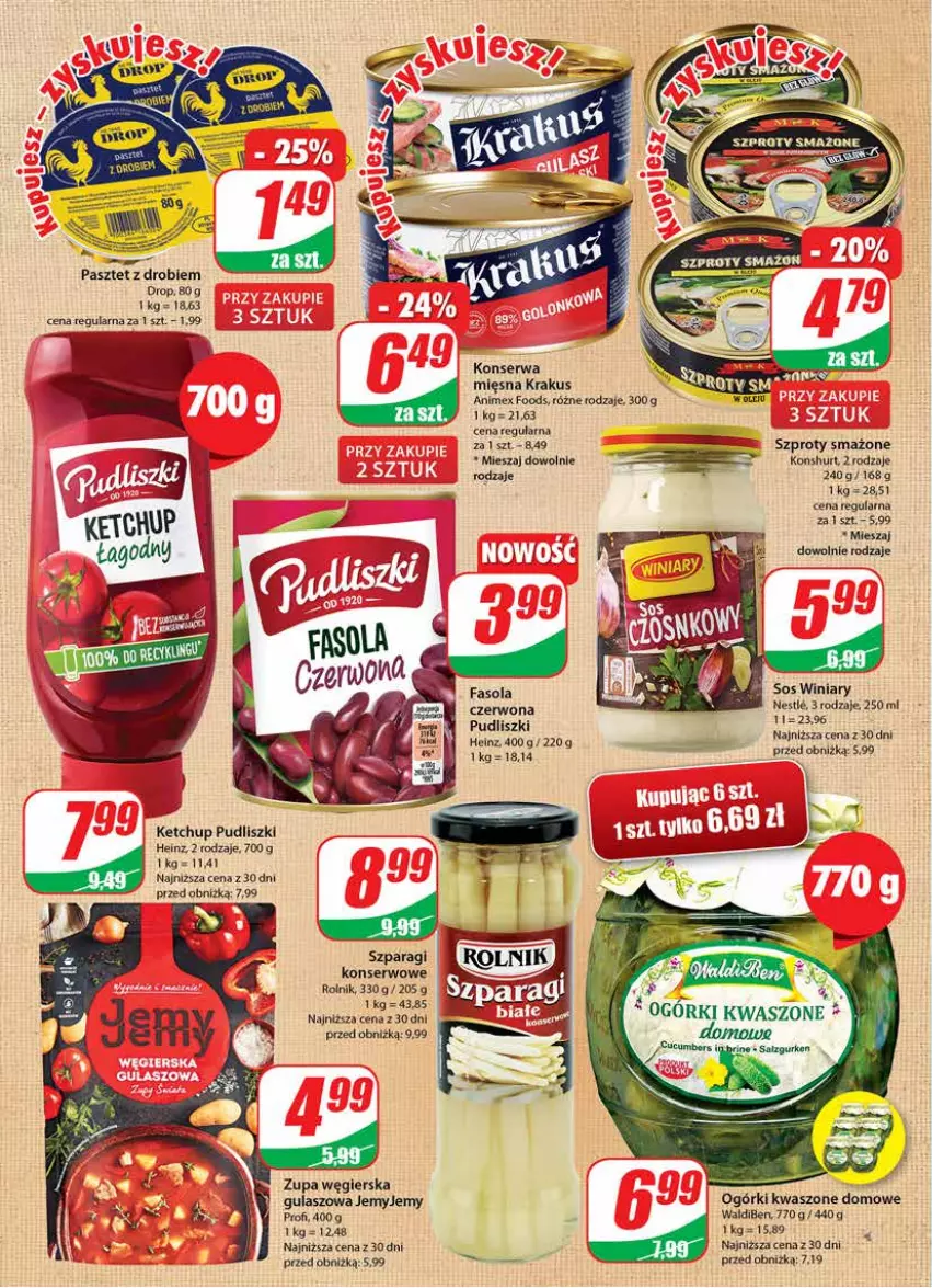 Gazetka promocyjna Dino - Gazetka 38 - ważna 20.09 do 26.09.2023 - strona 8 - produkty: Fa, Fasola, Heinz, Ketchup, Krakus, Pasztet, Pudliszki, Rolnik, Ser, Sos, Szprot, Winiary, Zupa