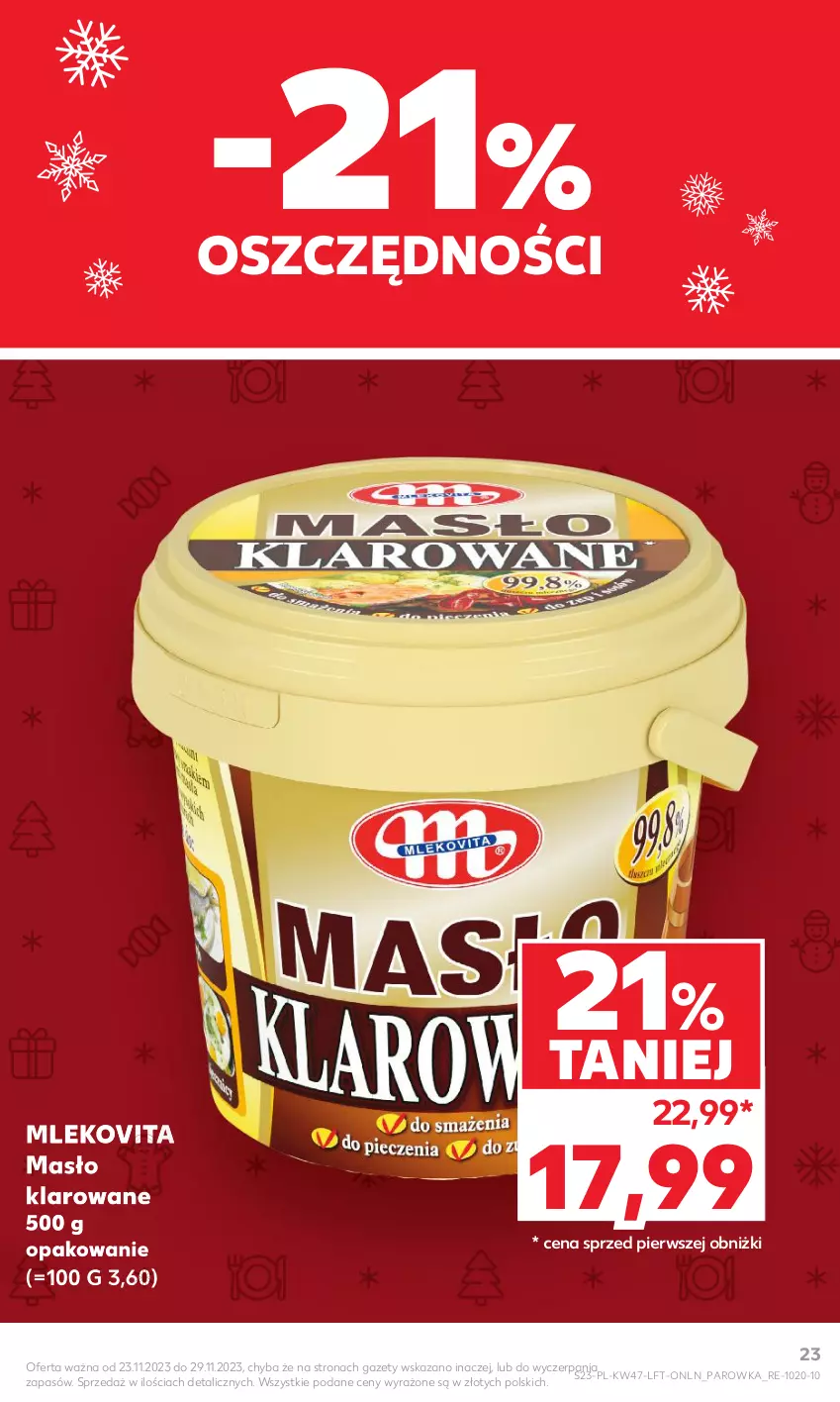 Gazetka promocyjna Kaufland - Gazetka tygodnia - ważna 23.11 do 29.11.2023 - strona 23 - produkty: Masło, Masło klarowane, Mleko, Mlekovita