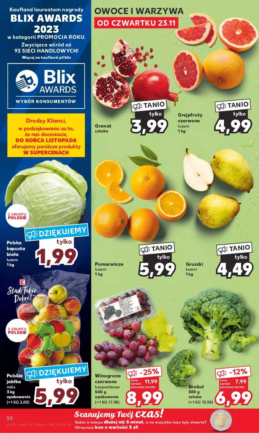 Gazetka promocyjna Kaufland - Gazetka tygodnia - ważna 23.11 do 29.11.2023 - strona 34 - produkty: Gra, Granat, Grejpfrut, Grunt, Gruszki, Jabłka, Laur, Olej, Owoce, Pomarańcze, Top, Warzywa, Wino, Winogrona