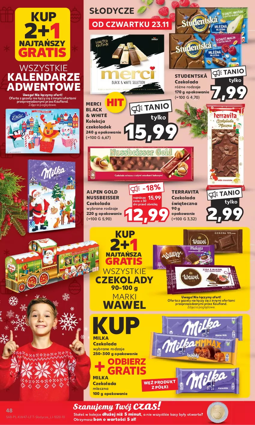 Gazetka promocyjna Kaufland - Gazetka tygodnia - ważna 23.11 do 29.11.2023 - strona 48 - produkty: Czekolada, Czekolada mleczna, Gra, Kalendarz, Lack, Lody, Merci, Milka, Olej, Ser, Vita C, Waga, Wawel