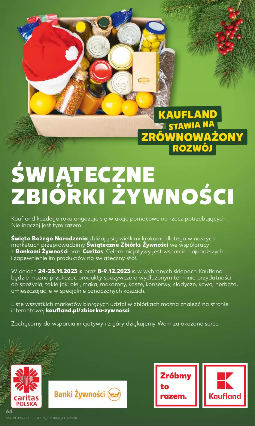 Gazetka promocyjna Kaufland - Gazetka tygodnia - ważna 23.11 do 29.11.2023 - strona 64 - produkty: Herbata, Kawa, Kosz, Mąka, Makaron, Olej, Orka, Ser, Stół