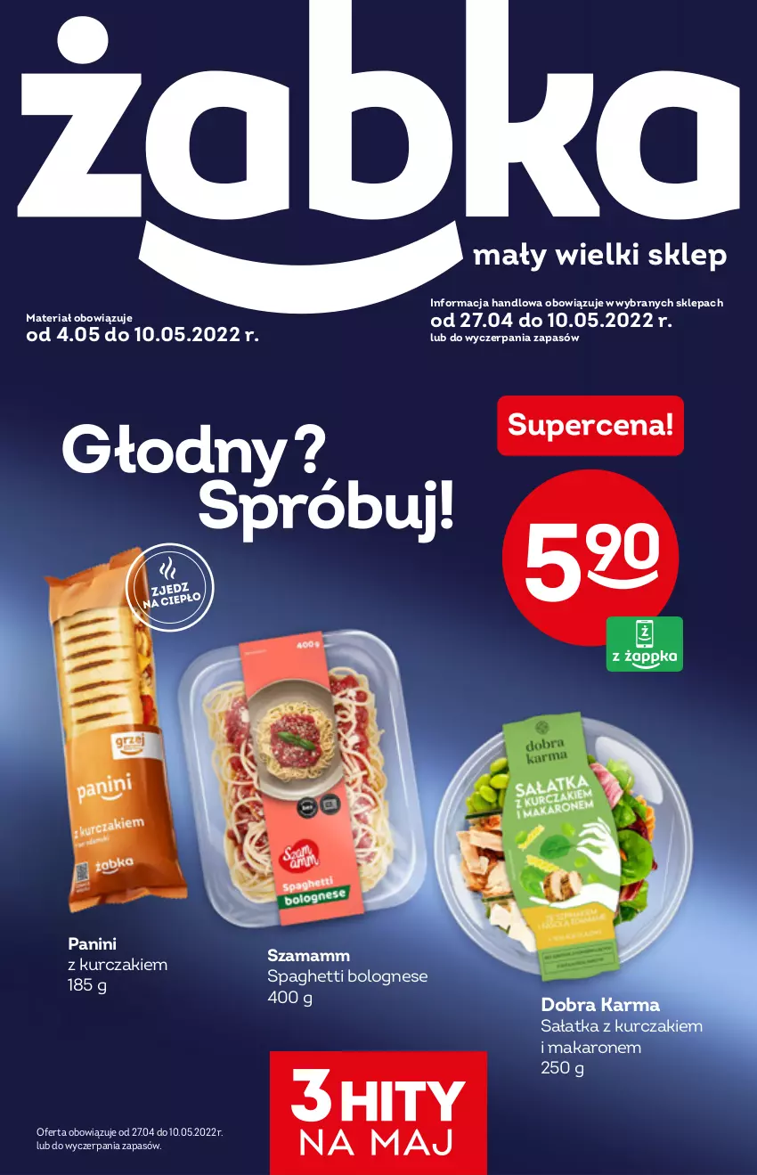 Gazetka promocyjna Żabka - ważna 04.05 do 10.05.2022 - strona 1 - produkty: Kurczak, Makaron, Sałat, Sałatka, Spaghetti