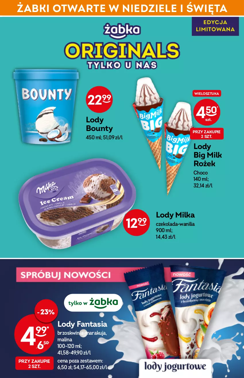 Gazetka promocyjna Żabka - ważna 04.05 do 10.05.2022 - strona 25 - produkty: Big Milk, Bounty, Czekolada, Fa, Fanta, Lody, Milka